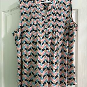 Multi colored Black Pleated Blouse with Mandarin Collar